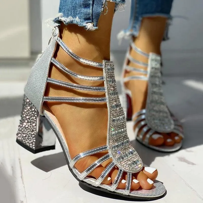 Studded Multi-Strap Chunky Sandals