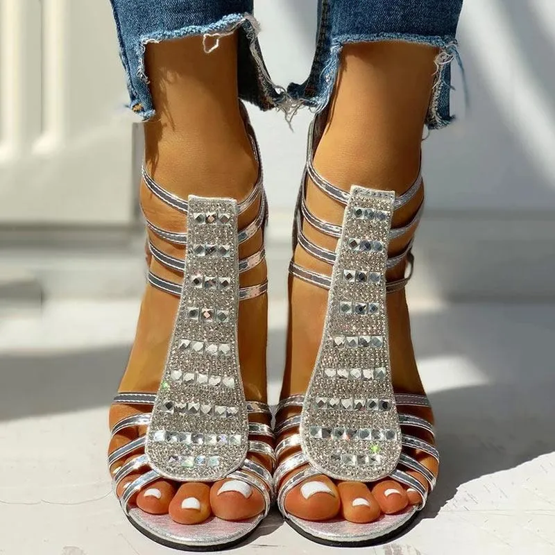 Studded Multi-Strap Chunky Sandals