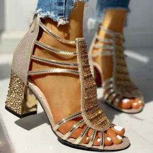 Studded Multi-Strap Chunky Sandals