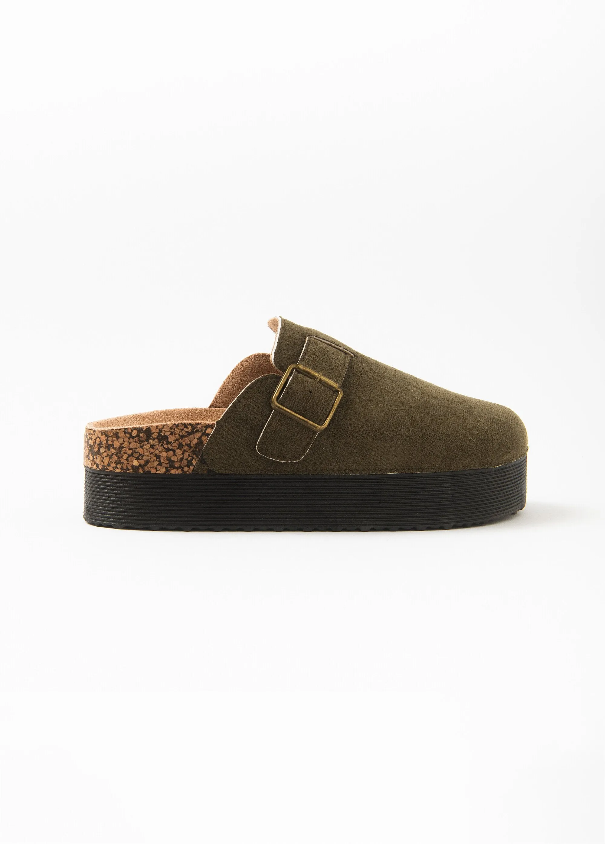 Suede clog mules with platform sole
