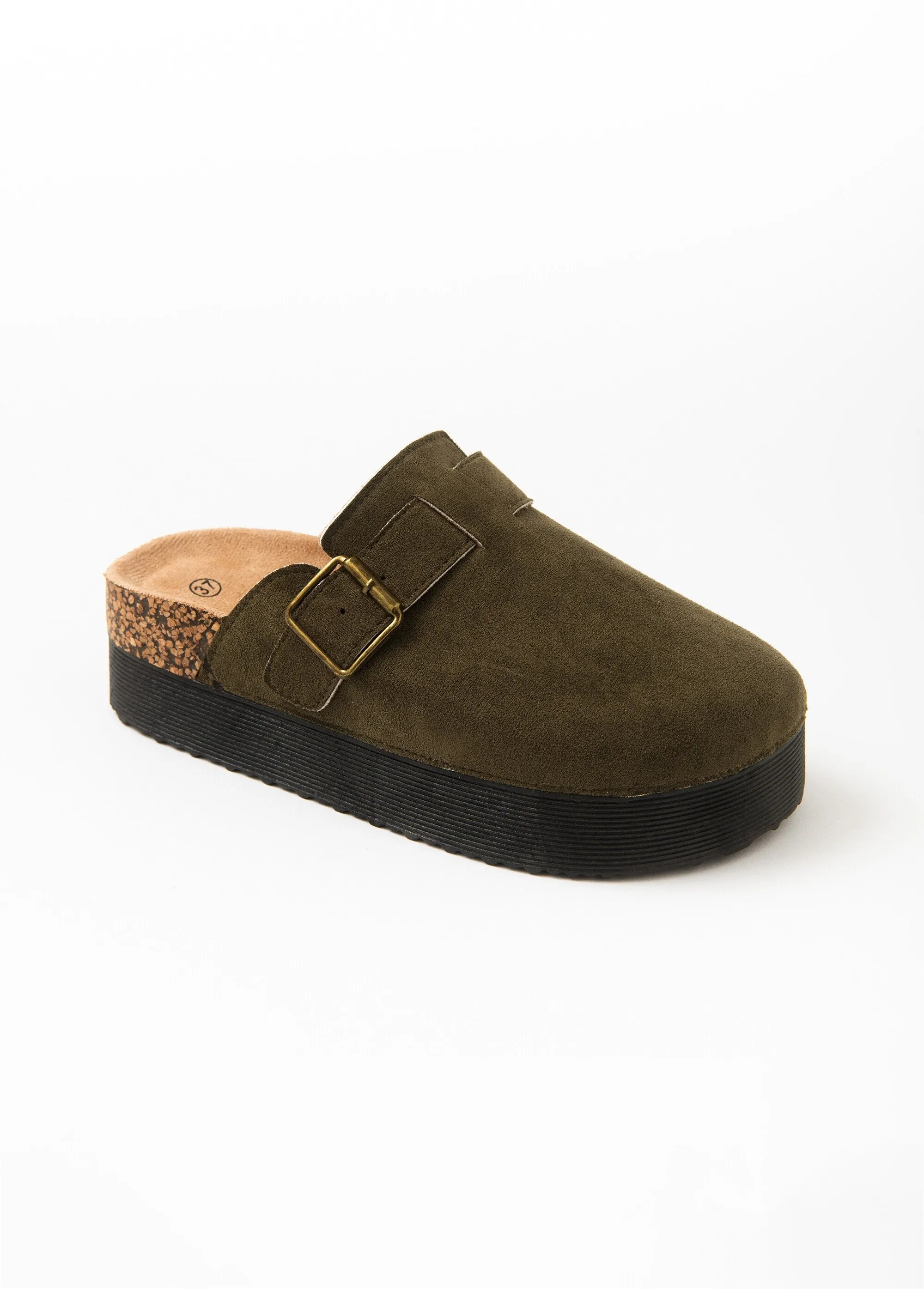 Suede clog mules with platform sole