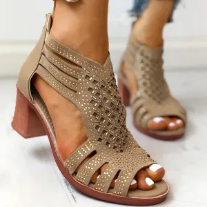 Summer Women Sandals High Heels hollow open Toe Gladiator zipper Ladies Shoes Party Pumps Platform Casual Sandalias De Mujer