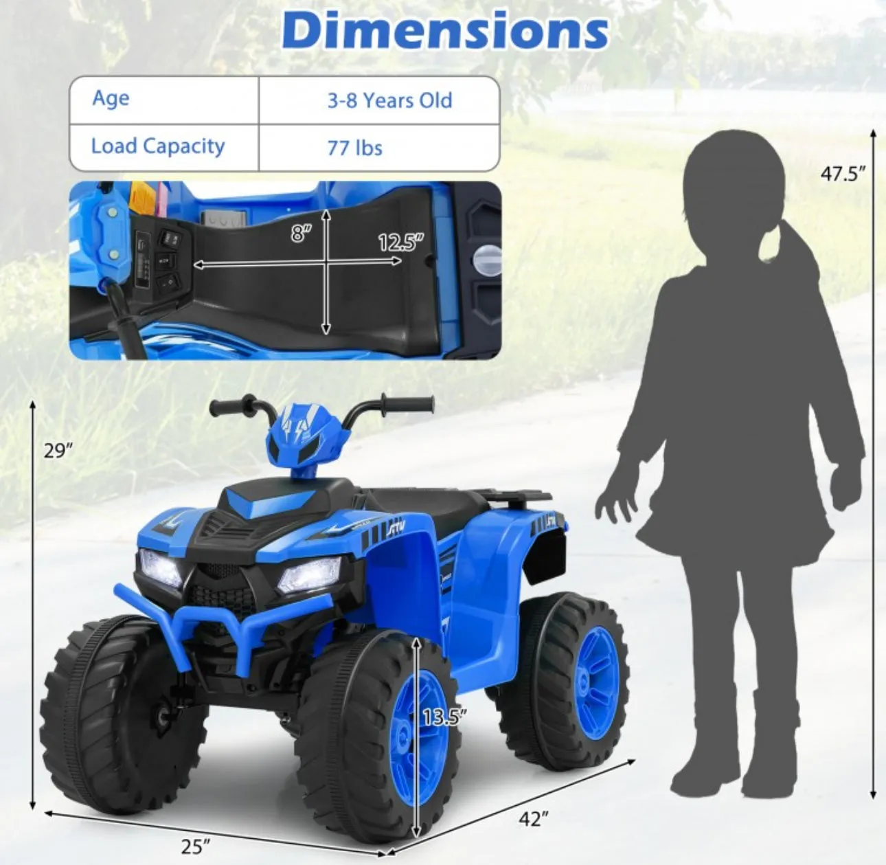 Super Cool 2025 Kids 24V Electric Ride On Car ATV Upgraded | Pedal | 2 Speeds | Music | LED Lights | Ages 3-8