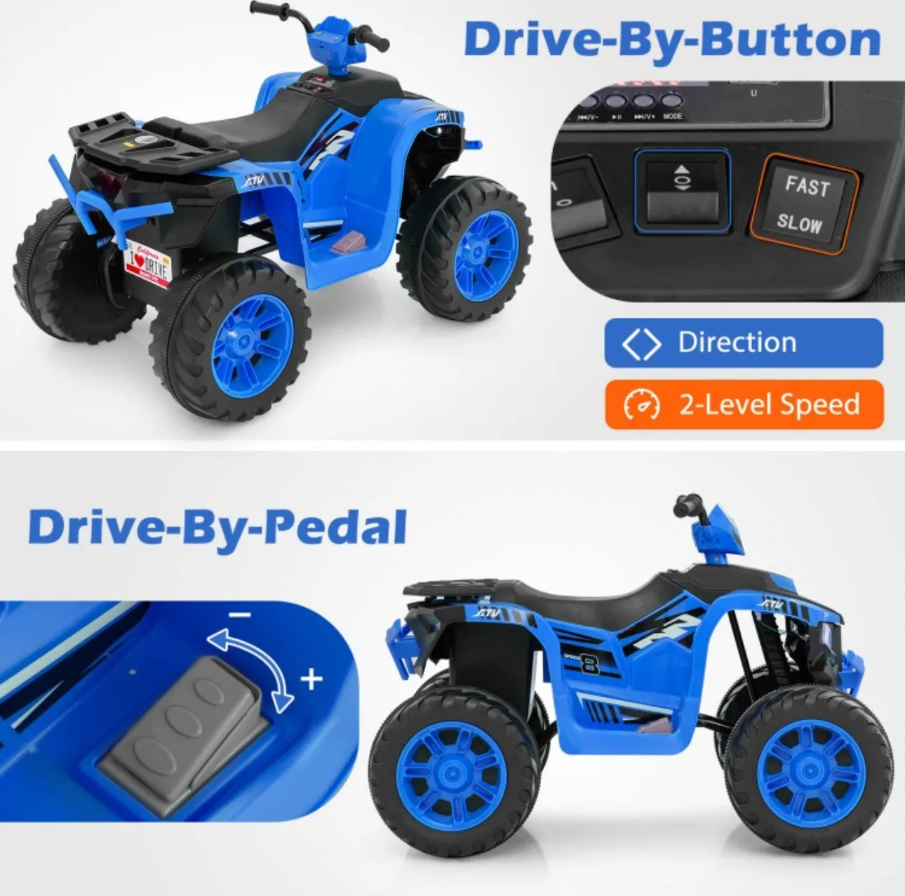 Super Cool 2025 Kids 24V Electric Ride On Car ATV Upgraded | Pedal | 2 Speeds | Music | LED Lights | Ages 3-8