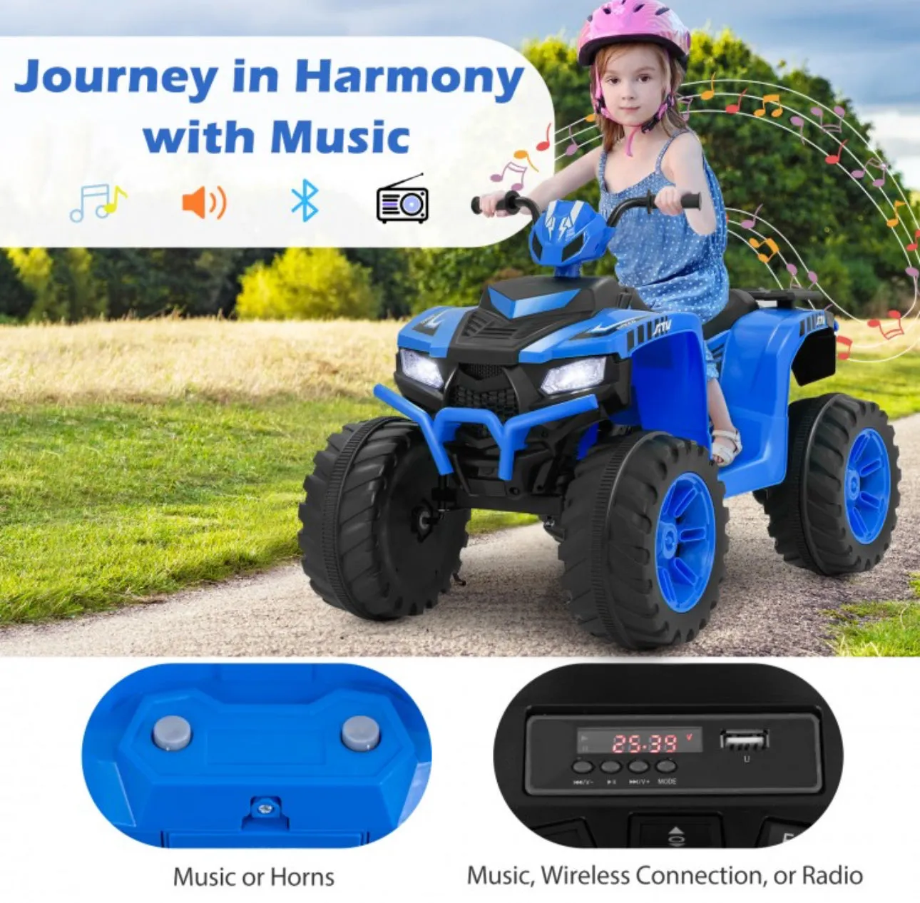 Super Cool 2025 Kids 24V Electric Ride On Car ATV Upgraded | Pedal | 2 Speeds | Music | LED Lights | Ages 3-8