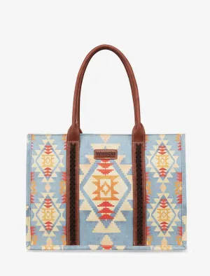 The Wrangler Light Blue Aztec Wide Tote