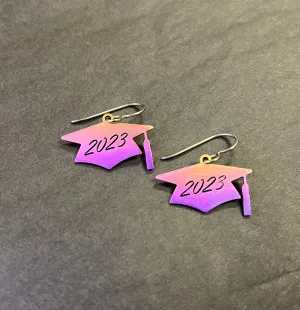 Titanium Graduation Cap Earrings