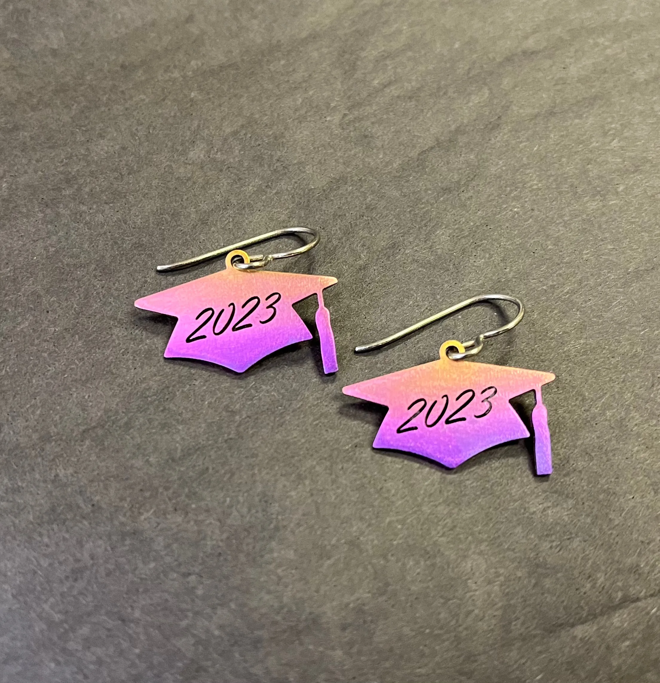 Titanium Graduation Cap Earrings