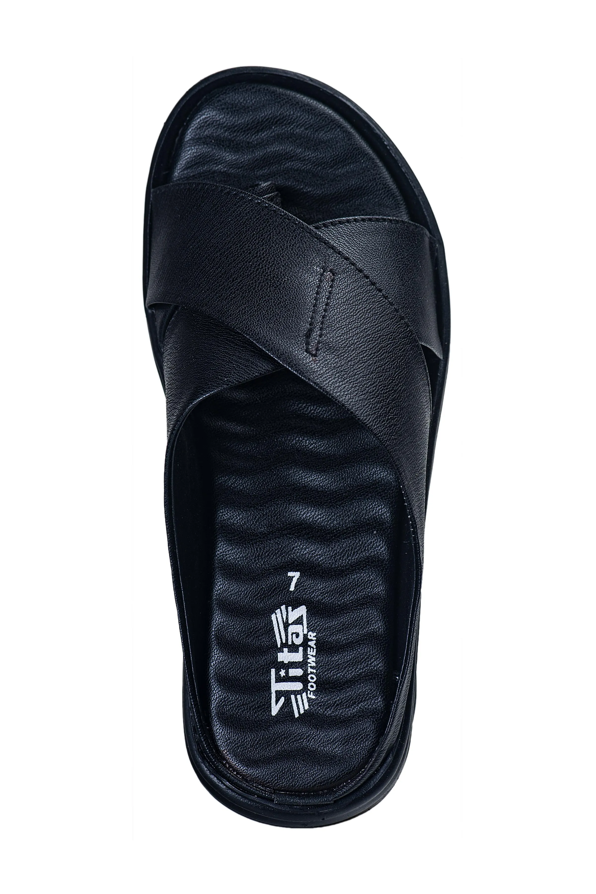 Titas Gents Black Chappal