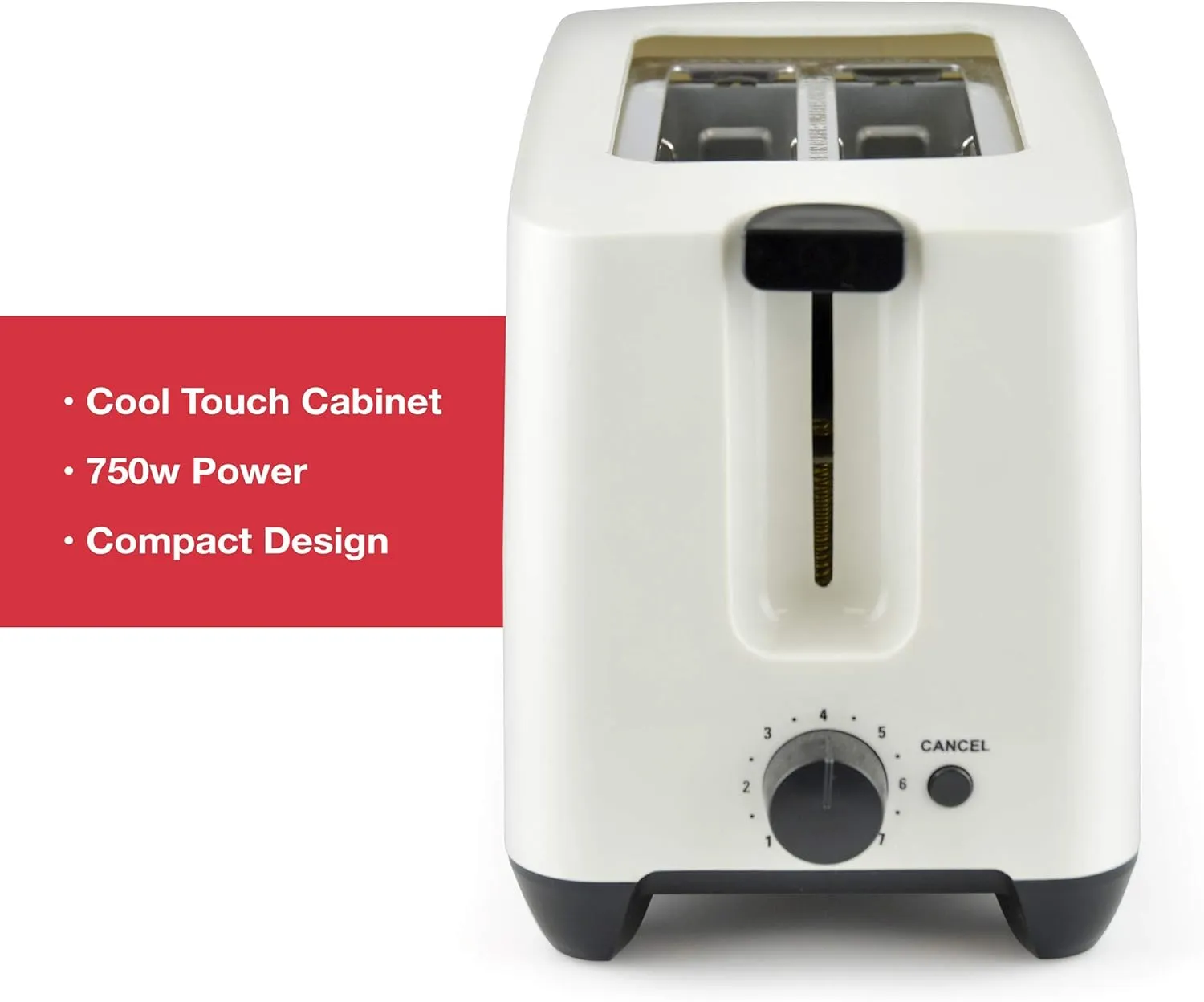 Toaster 2 Slice Wide Slot - Cool Touch Crumb Tray Variable Browning - Cream