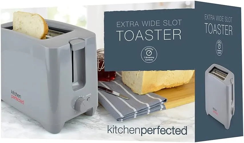 Toaster 2 Slice Wide Slot - Cool Touch Crumb Tray Variable Browning - Grey