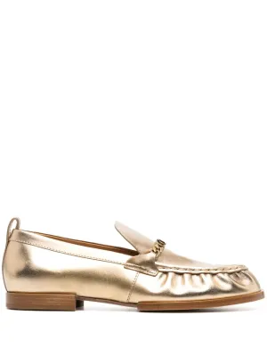 Tod's metallic leather loafers