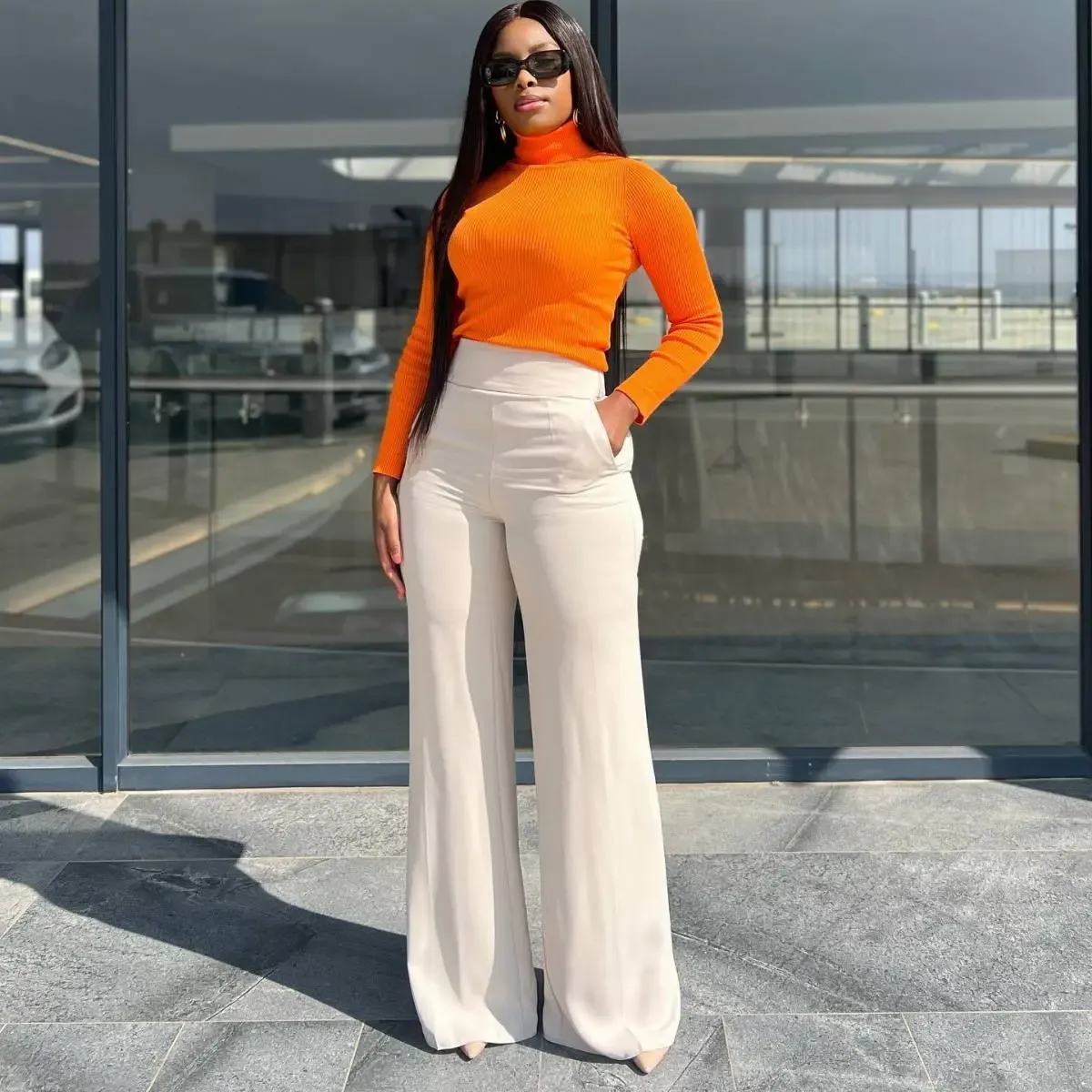 Vow High-Waisted Wide Leg Flowy Dress Pants