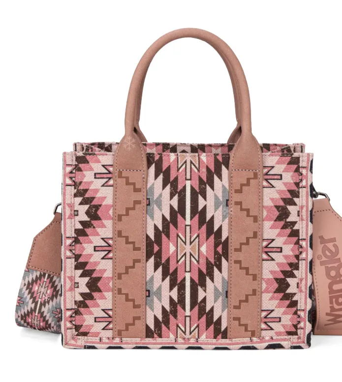 WG2213-8120S  Wrangler Southwest Art Print Tote Pink