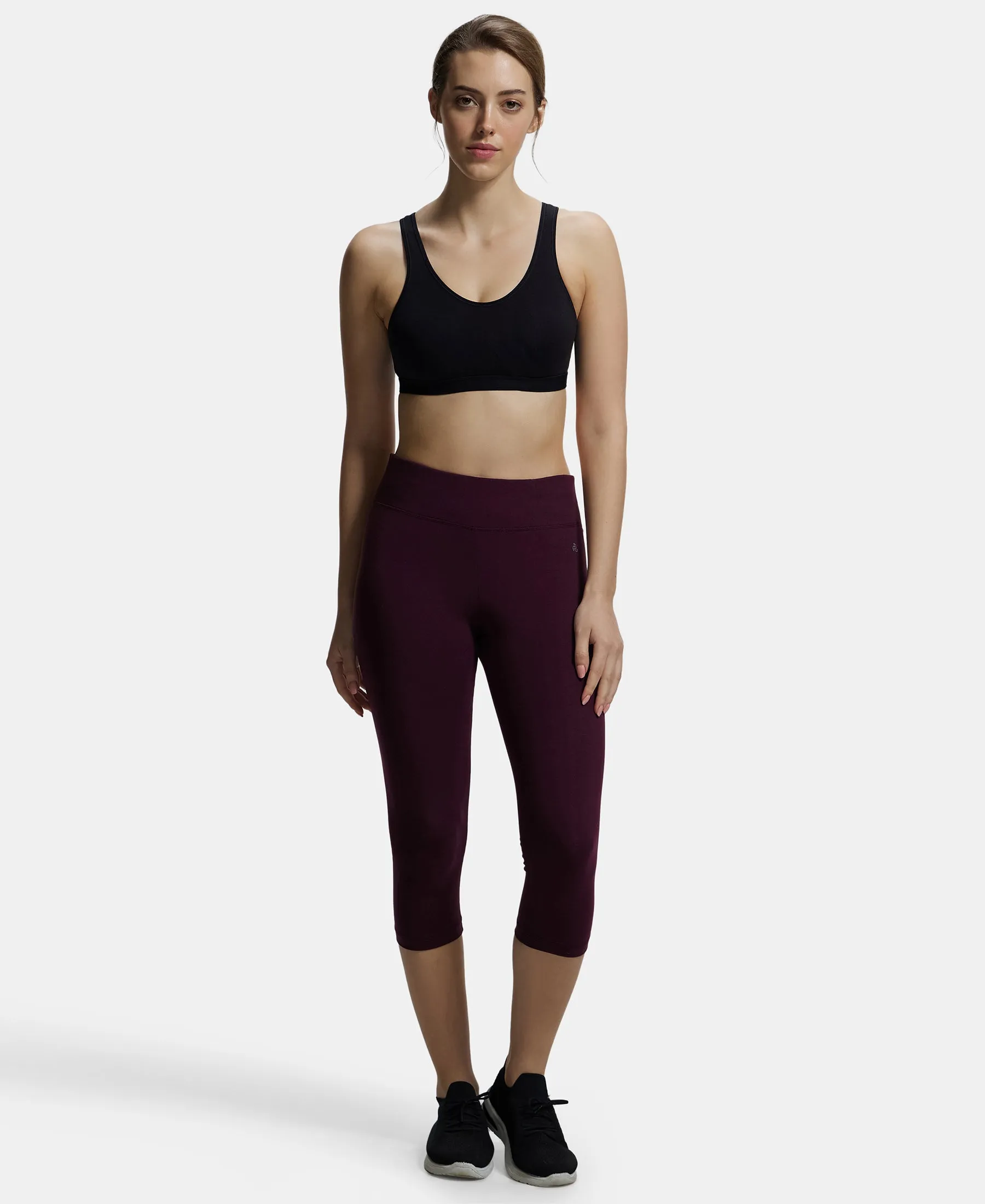 Wirefree Non Padded Super Combed Cotton Elastane Stretch Full Coverage Slip-On Active Bra with Wider Straps and Moisture Move Treatment - Black