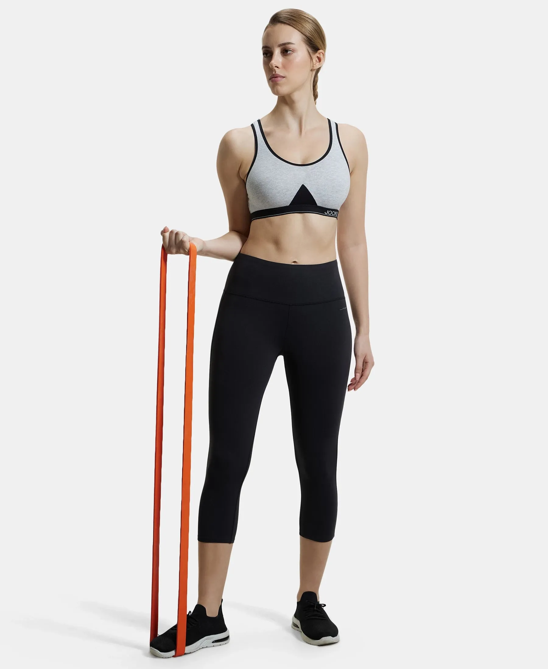 Wirefree Non Padded Super Combed Cotton Elastane Stretch Full Coverage Slip-On Active Bra with Wider Straps and Moisture Move Treatment - Steel Grey Melange