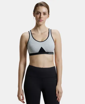 Wirefree Non Padded Super Combed Cotton Elastane Stretch Full Coverage Slip-On Active Bra with Wider Straps and Moisture Move Treatment - Steel Grey Melange