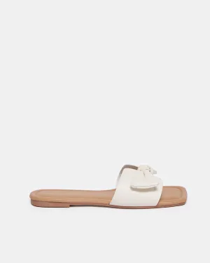 Women Beige Bow Trim Mule