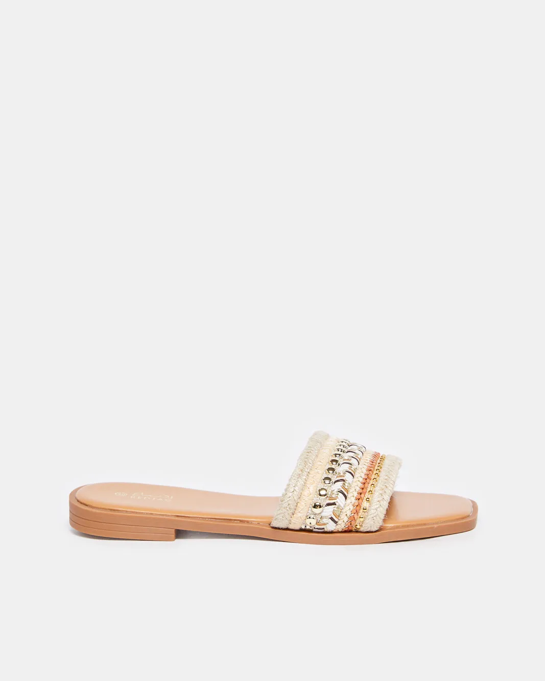 Women Beige Embellished Mule