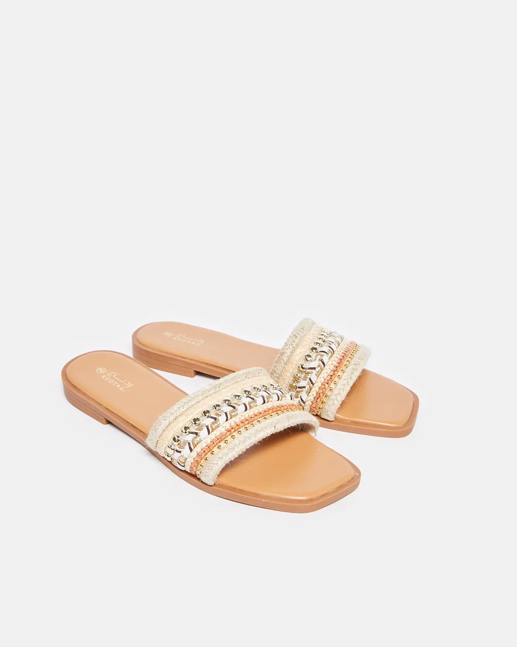 Women Beige Embellished Mule