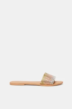 Women Beige Embellished Mule