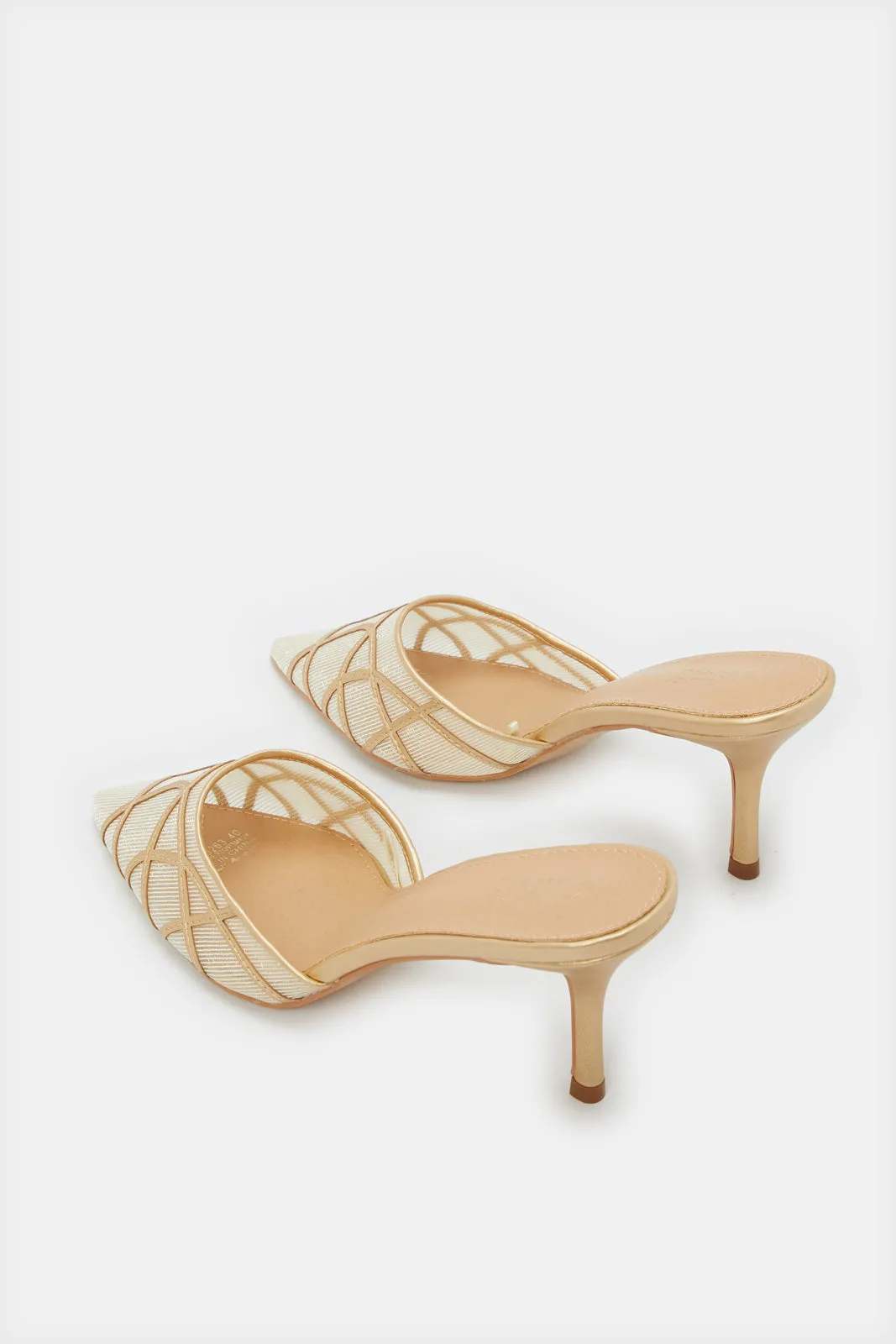 Women Beige Raffia Detail Mule
