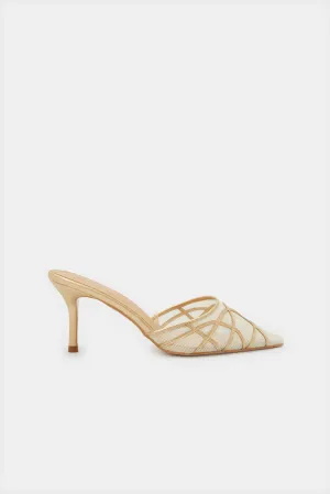 Women Beige Raffia Detail Mule