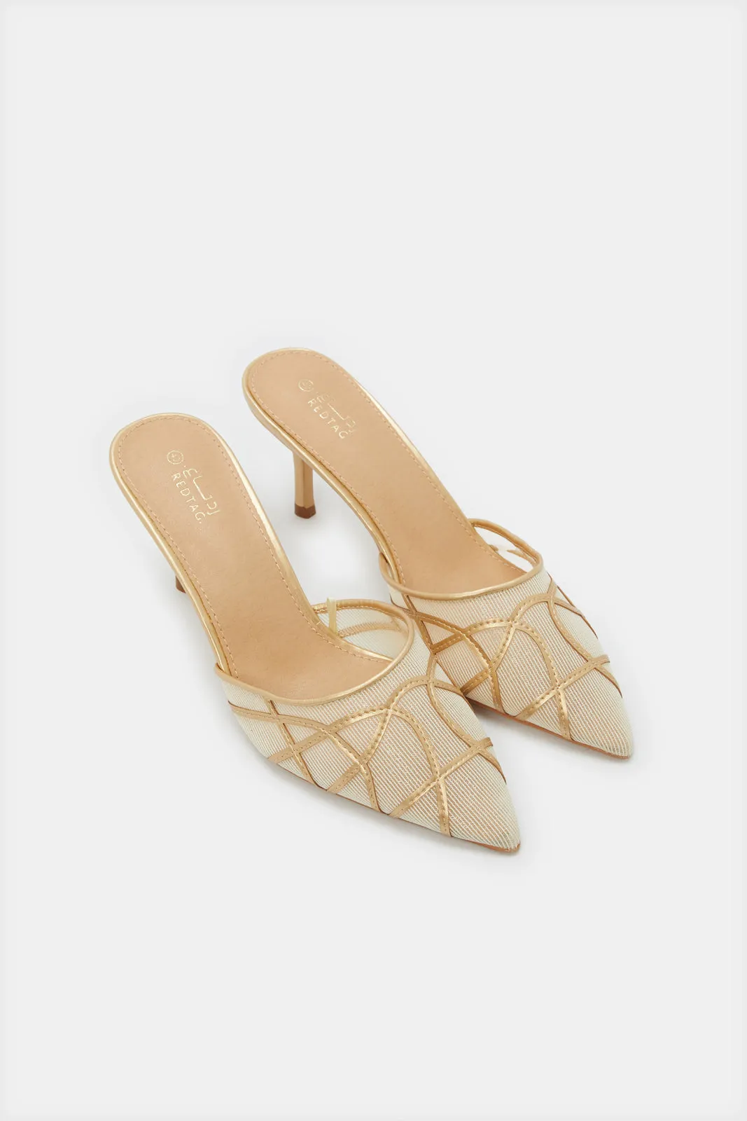 Women Beige Raffia Detail Mule