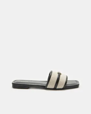 Women Black Buckle Trim Mule