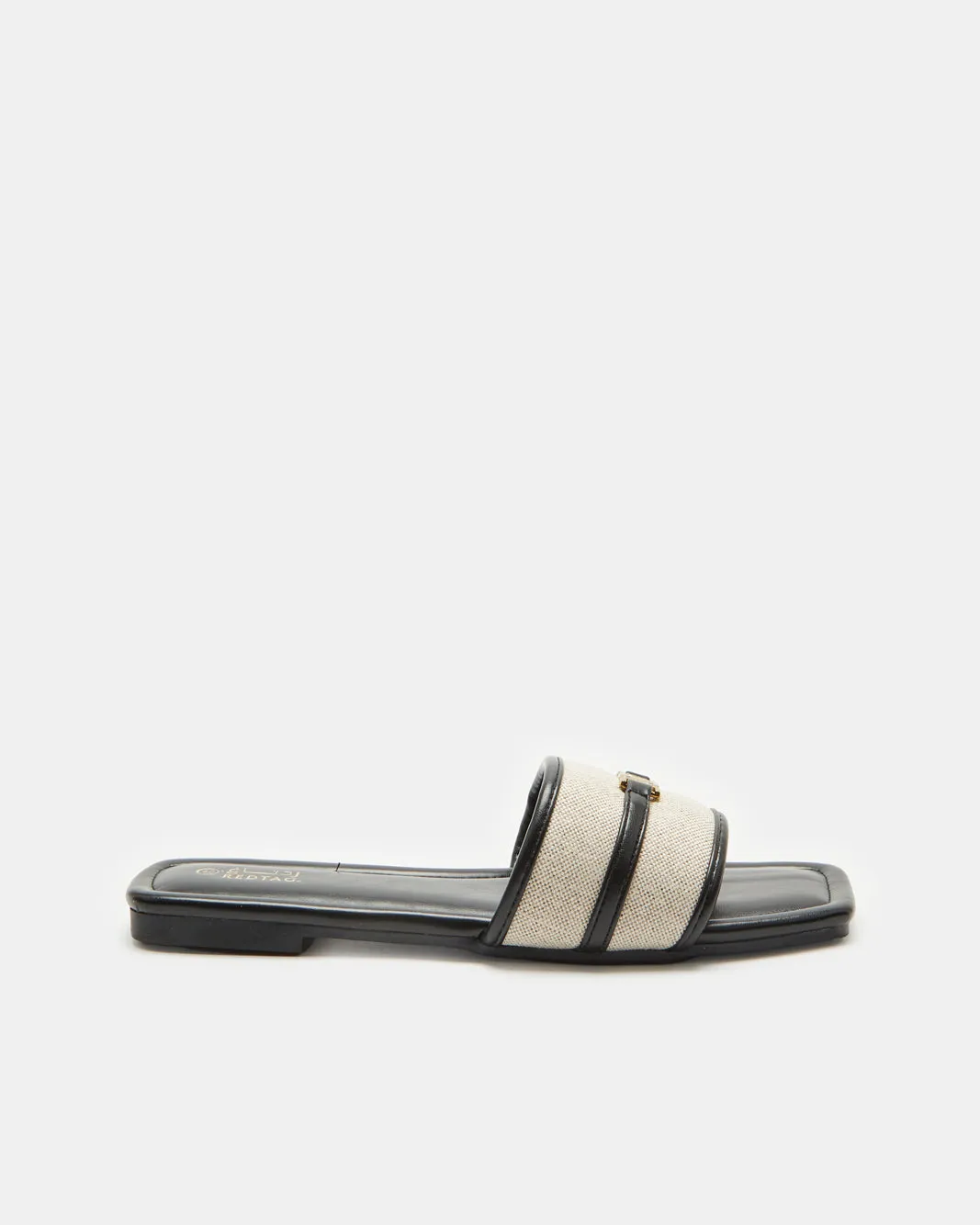Women Black Buckle Trim Mule