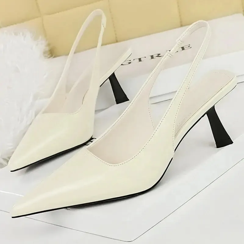 Women Sandals Patent Leather Heels Ladies Shoes Hollow Back Strap Sandals Women Sandals Party Shoes
