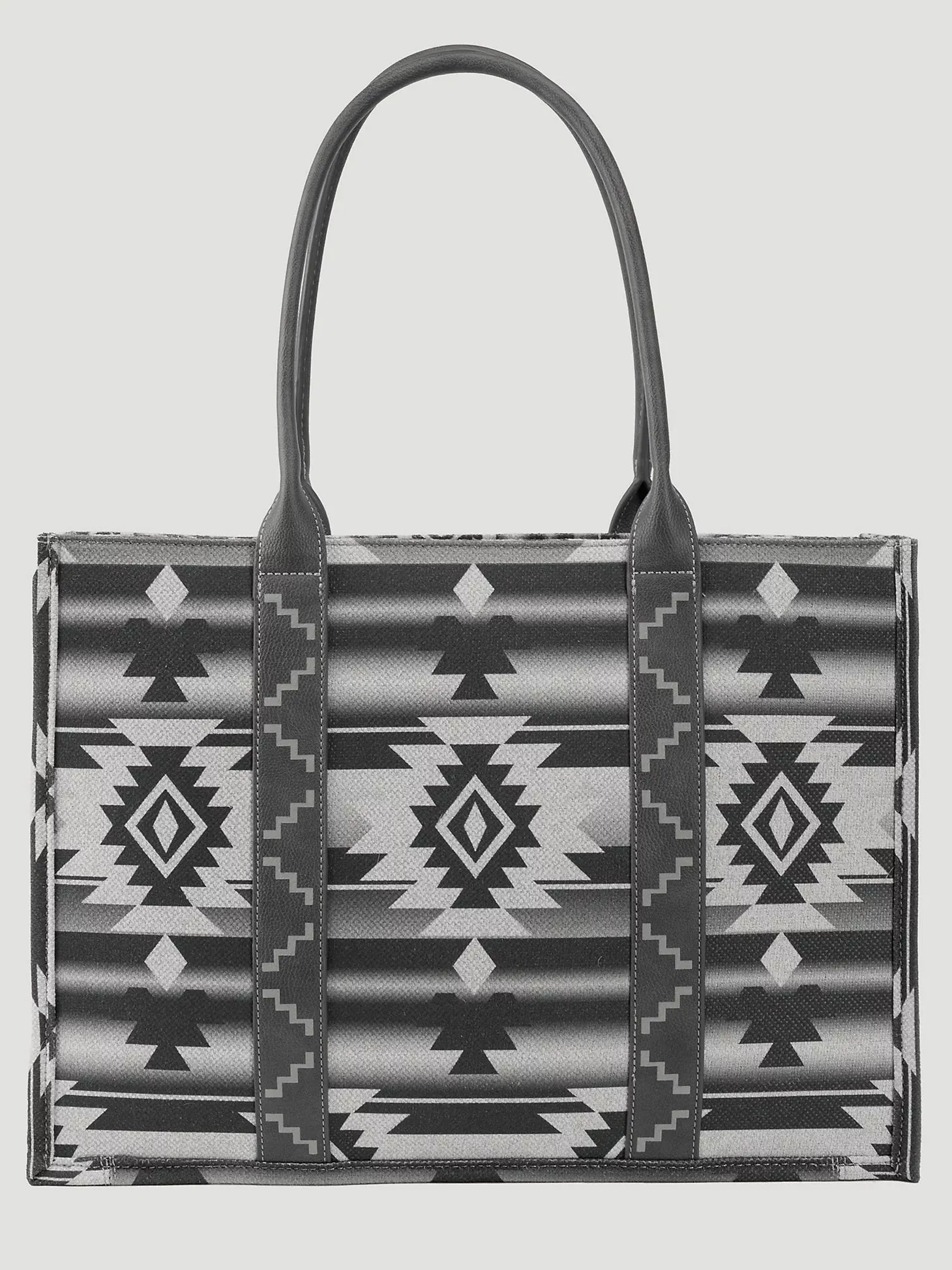 Wrangler Southwestern Print Canvas Wide Tote in Black/Grey