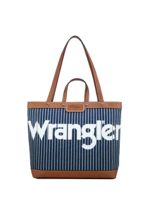 X5W2985BAG Wrangler Canvas Iconic Logo Tote Navy/ White
